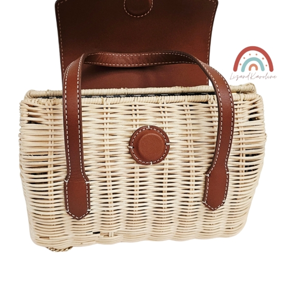 New! J. Crew Small Rattan Leather Top Handle Satchel Crossbody Bag NWT - Picture 10 of 16